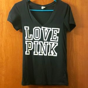 Victoria Secrets PINK black logo v-neck